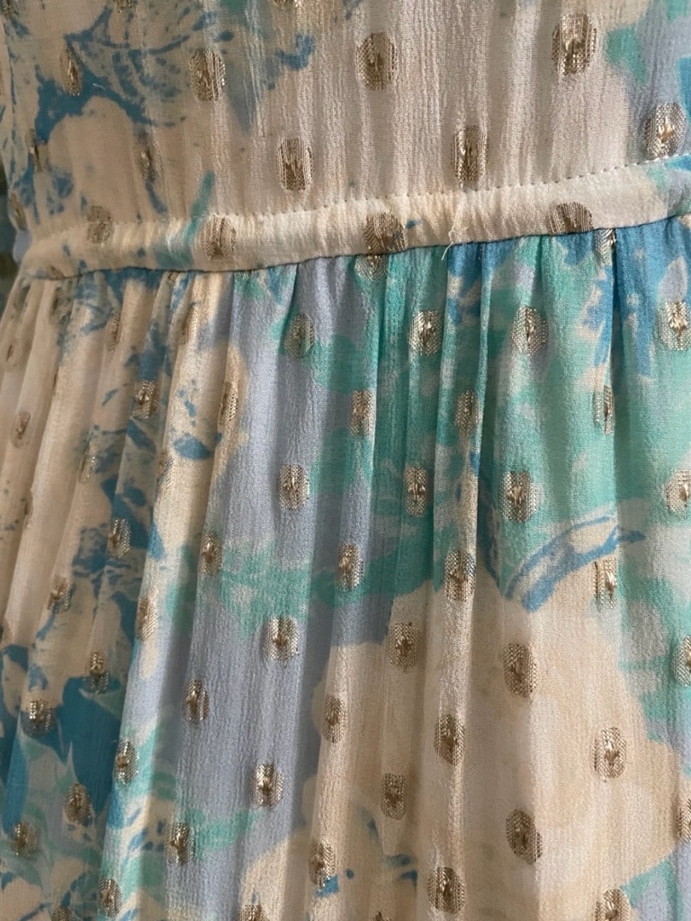HEMANT & NANDITA Floral Georgette METALLIC MINI DRESS Size Small - Picture 8 of 16